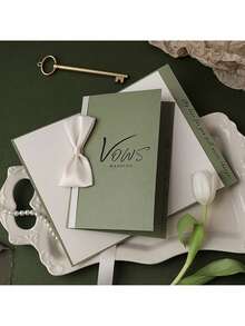 4张婚礼誓言卡，简约DIY新郎新娘告白笔记本，铃兰婚礼誓言卡，附赠笔和钥匙扣 - 手写新婚誓言小册子，主题派对，节日庆典，婚礼季 - 多色 - 查看 3