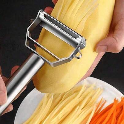 1pc Stainless Steel Multi-Function Peeler, Sharp Blade, Anti-Rust, Ergonomic Non-Slip Handle, Easy To Clean, Suitable For Fruits, Vegetables, Potatoes, Ideal For Home Chefs, Tenants, Great Christmas, Housewarming, Birthday, Holiday Kitchen Tool Gift