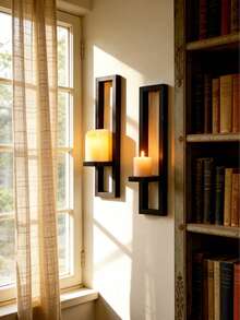 Bộ 1/2 chân nến gỗ đen phong cách Bohemian, chân nến treo tường hình chữ nhật tối giản hiện đại, đồ trang trí nến treo tường bằng gỗ kiểu retro, phù hợp cho phòng ngủ và phòng khách, chân nến đen tối giản, chân nến treo tường dọc thời trang, đồ trang trí nhà cửa, chân nến gỗ đen thanh lịch. - Nhiều màu - Xem 3