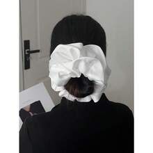 1pc White Faux Silk Super Large Fluffy High Elasticity Soft Smooth Texture Fashionable Casual Comfortable Wear All-Match Women's Hair Scrunchie With A Touch Of Luxury Scrunchies Hair Ties Scrunchy Hair Ties Ponytail Head Accessories Elastic Band Beauty Home Hair Accessories - 白色 - 查看 4