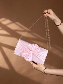 REMANLAND Elegant Satin Solid Color Party Clutch, Luxurious Women's Evening Bag, Suitable For Parties, Galas And Other Occasions - Pink - View 3