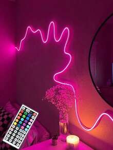 Flexible LED Strip Lights, Remote Control, Multiple Modes, Outdoor Waterproof RGB Neon Lights, Music Sync Gaming LED Neon Light Strips, Suitable For Bedroom Indoor Home Decor, Party Decor, DJ Disco Atmosphere Lighting, Gaming Atmosphere Lighting - Multicolor Light - View 1