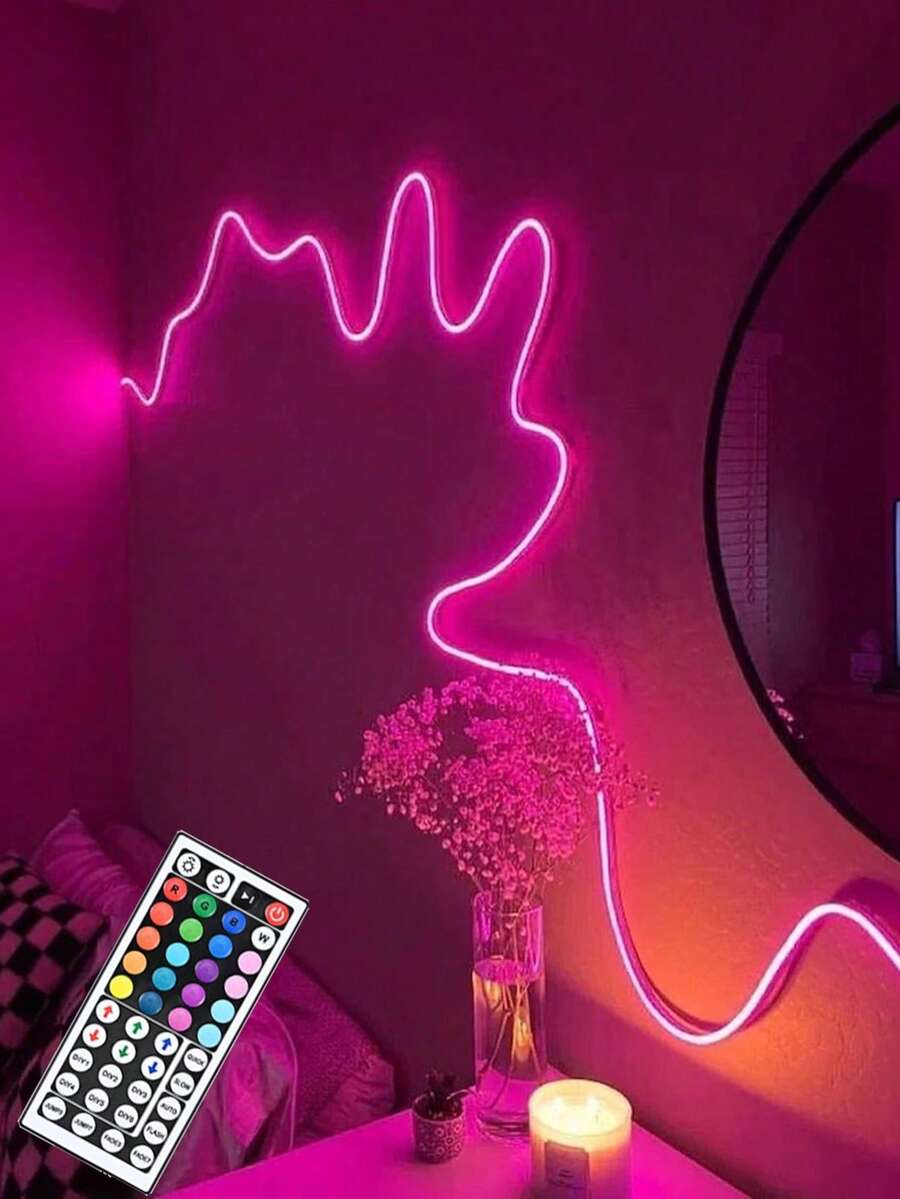 Flexible LED Strip Lights, Remote Control, Multiple Modes, Outdoor Waterproof RGB Neon Lights, Music Sync Gaming LED Neon Light Strips, Suitable For Bedroom Indoor Home Decor, Party Decor, DJ Disco Atmosphere Lighting, Gaming Atmosphere Lighting - Multicolor Light - View 1
