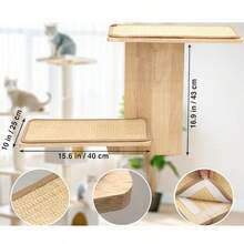 Trụ cào móng cho mèo treo tường 2 tầng bằng sợi sisal có chỗ đậu, giá đỡ cây leo bằng gỗ nổi cho mèo. - Màu be - Xem 6