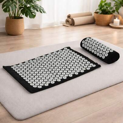 Gr8 Home Acupressure Mat & Pillow Set Travel Bag Back Neck Pain Relief Massage Therapy