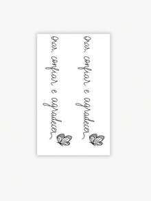 Washable, Waterproof, Sweatproof, Non-Reflective Herbal Temporary Tattoo Stickers, One Sheet, Simple, Trust, Prayer, Gratitude, English Tattoo, Stylish And Cool, Suitable For People, Daily Use, Lasts 3-5 Days. - Black - View 4