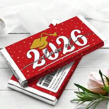 10 Piezas Etiquetas de Chocolate Decorativas para Graduación Clase de 2026, Diseño de Gorra de Graduación Roja y Dorada con Fondo Estrellado (Incluye Etiqueta de Información Nutricional), Pegatinas Divertidas de Chocolate para Regalos, Fiestas y Celebraciones de Graduación - B - Ver 5