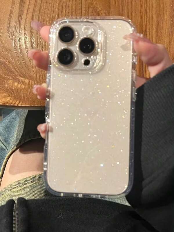 Minimalist Shockproof Thick Glitter Transparent Phone Case, Suitable For IPhone 16 Pro Max/16/16 Pro/16 Plus/15/15 Pro Max/15 Plus 15 Pro/14 Pro Max/14 Pro/14/13 Pro Max/13/13 Pro/13 Pro Max/12/12 Pro Max/12 Pro/11/11 Pro Max/11 Pro Soft Protective Cover