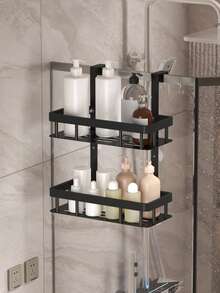 1pc 2/3 Tier Bathroom Door Hanging Storage Rack, Hole-Free Bathroom Organizer, Multi-Function 3-Layer Hanging Bathroom Storage Rack, For Bathroom Organization And Storage, Bathroom Accessory - Multicolor - View 10