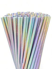 Shimmering Rainbow Paper Straws, Carefully Crafted Straws Suitable For Juice, Smoothie, Birthday Parties, Weddings, Baby Showers, Mermaid Themed Parties - Multicolor 2 - View 4