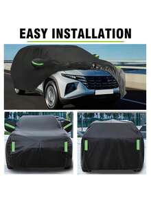 SUV Car Cover, Waterproof, Sunproof, Rainproof, Snowproof, Frost-Proof, Dustproof All-Weather Universal Car Cover. Winter Ice & Snow Insulation, Reflective Straps, Windproof Thickened Outdoor Car Cover - Black - View 6