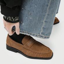 Korean-Style Retro Square-Toed Black Loafers 2026 Slip-On Versatile Casual Shoes - 黑色 - 查看 6