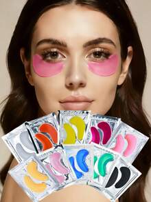 20片（10对）凝胶眼膜，清凉眼贴，呵护双眼，淡化黑眼圈，抚平细纹，男女皆宜，春夏必备，伴娘礼物，卧室/房间装饰，海滩/旅行/度假佳品，送给女性的理想礼物。眼膜也是情人节、母亲节、万圣节、圣诞节、旅行、生日和其他节日的理想礼物。（新娘、眼膜、单身派对礼品袋填充物、美容、面膜、情人节） - 彩色 - 查看 1