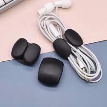 10个黑色充电线整理夹，简约多功能耳机/数据线绕线扣 - 黑色 - 查看 8