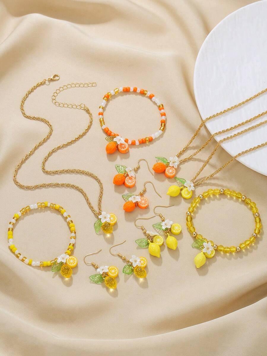 4 件套迷人彩色方块水钻心形装饰首饰套装 适合女士 情人节、妈妈、母亲、母亲节、礼物 - 彩色 - 查看 1