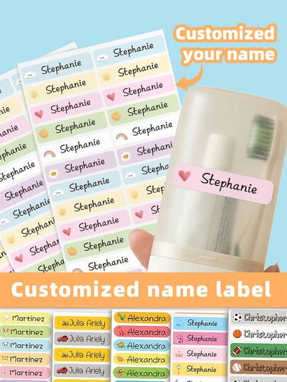 1-220pcs Custom Name Stickers - Personalized Name Labels, Custom Text Stickers, Custom Birthday Gift Stickers, Waterproof & Oilproof Durable Labels, Unique One-Of-A-Kind Gift, Perfect For Home Storage Organization, Office Supplies, Corporate Events, Sports Activities, Travel Gear, Party Favors, Gift Wrapping, Luggage Tags, Stylish