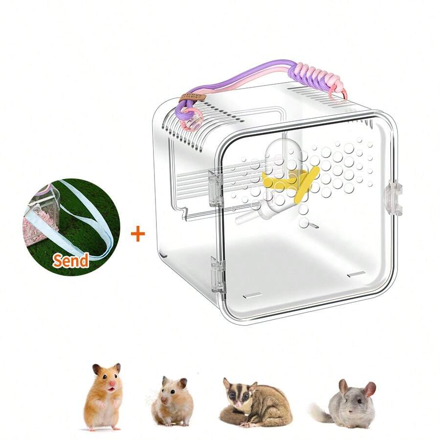 Hamster Travel Cage Bird Carrier Breathable Easy To Clean Square Small Pet Travel Cage Rat Carrier For Hamster Rat Sugar Glider Hedgehog - View 1