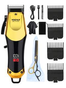 HIENA 男士USB充电式无线理发器 - 胡须修剪器，精密R型刀片修剪器，配备多种理发工具，结构坚固耐用 - 查看 8