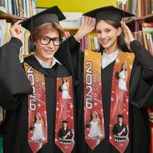 1PC 6.45" X 71.7" Custom Photo Graduation, Personalized Class Of 2026 Sash, Graduation Gifts, For Seniors - Style-1 - View 2