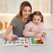 Coogam Wooden Tangram Puzzle, Creative Color & Shape Pattern Matching Game, 3D Logic Brain Teaser With Geometric Building Blocks, Enhances Spatial Reasoning, Problem-Solving & Cognitive Skills, Interactive STEM Educational Toy For Kids & Adults, Ideal For Family Game Night, Classroom Learning, Or Travel Entertainment, Perfect Birthday Gift For 3+ Years And Adults - Multicolor - View 6
