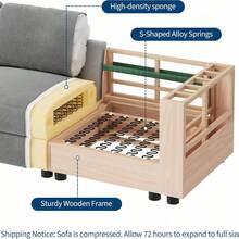 Sofá seccional modular sobredimensionado, sofá seccional de 7 plazas, sofá en forma de U 138" con otomano móvil, sofá modular convertible para apartamento y oficina de sala estar, Chenilla Gris. - Gris - Ver 5