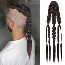 Viking Hair Extensions For Men, 24" Handcrafted Clip In Braided Ponytail Hairpiece For Halloween Viking Costume Renaissance Warrior Accessories - Multicolor - View 13