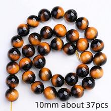 1串6/8/10毫米天然虎眼石珠子，彩色天然玛瑙宝石隔珠，散珠，适用于珠宝制作DIY时尚手链、项链、耳环 - 虎眼石 - 查看 26