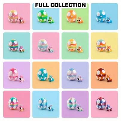 Bộ 6/12 tượng thỏ trang trí hình trứng dễ thương, chất liệu nhựa, màu sắc ngẫu nhiên, thích hợp để trang trí bàn làm việc trong nhà/ngoài trời, trang trí xe hơi, đồ sưu tầm động vật và quà tặng ngày lễ, quà tặng Phục Sinh, đồ trang trí tiệc Phục Sinh, trò chơi tìm trứng Phục Sinh.