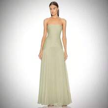 2026 Women Fashion Hot Selling Casual Ribbed Fabric Strapless Pleated Mini Dress European American Style Elegant Party Evening Dresses - 天藍色 - 查看 2