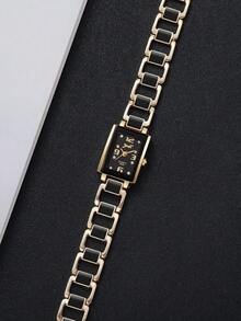 4pcs/Set Women's Gift Watch With Square Dial, Rhinestone Scales, Elegant Quartz Wrist Watch + Heart-Shaped Bracelet (Watch Box Not Included) - Multicolor - View 10