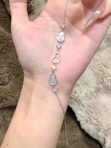 1pc S925 Sterling Silver Unique Delicate Niche Design Seashell Zirconia Gourd Bracelet, Suitable For Women's Party & Occasion Wear, Gift - Gourd Type - View 4