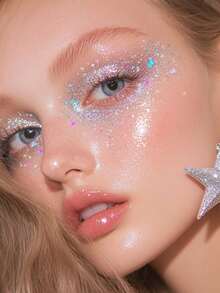 Pudaier 1支液体闪光眼影，持久防晕染，3D闪亮光泽妆效，完美适用于派对、音乐节、嘉年华、万圣节等场合。 - 06 - 查看 2