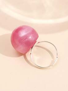 1pc Fashionable Elegant Minimalist Artistic Jelly Transparent Round Resin Stainless Steel Open Ring For Women, Suitable For Daily Commute, Street, Music Festival, Party, Evening Wear - Multicolor - View 45