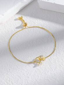 1件优雅奢华风格可旋转立方氧化锆手链，可调节链条，适合婚礼、毕业礼物 - 彩色 - 查看 3