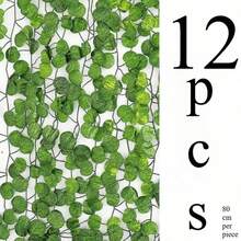 12 Pieces Artificial Ivy Leaf Garlands In Permanent Green, 3D Synthetic Green Vine Hanging Decoration, Plastic Plant Wreath For Indoor/Outdoor Use, Home, Garden, Wedding, Baby Shower, Housewarming - No Electricity Required Gift For Birthday, Graduation, Garden Decoration, Outdoor Plant, Gardening, Artificial Flowers - 12 Pieces - View 11