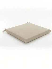 Single Chair Cushion With Ties 40x40cm – Soft Seat Pad With Foam Filling - Beige - View 1