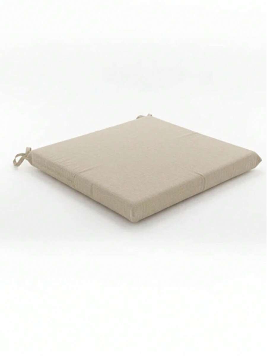 Single Chair Cushion With Ties 40x40cm – Soft Seat Pad With Foam Filling - Beige - View 1