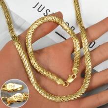 2pcs 18K Gold Color Chain Necklace, Waterproof Minimalist Clavicle Necklace For Women, Daily Wear - Gold 2 - View 5