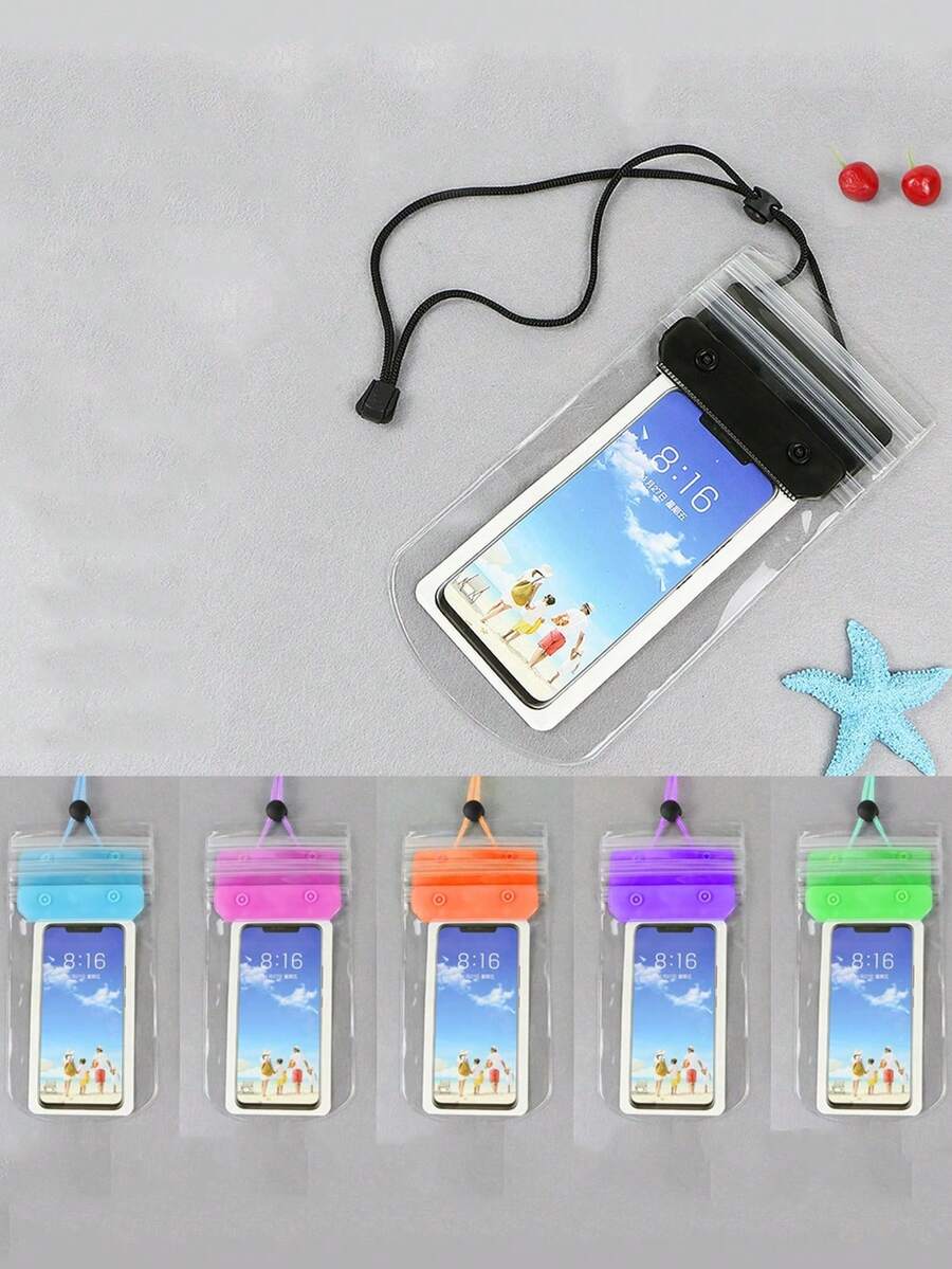 1 pieza Bolsa impermeable para teléfono, diseño triple impermeable, compatible con pantalla táctil, apta para nadar, bañarse, funda impermeable para teléfono - Multicolor - Ver 1