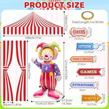 10 Pcs Carnival Party Decorations Set Circus Tents Self Standing Clown Balloons Circus Party Directional Signs Carnival Decorations For Birthday Directional Clown Trunk Or Treat Supplies - Red - 查看 3