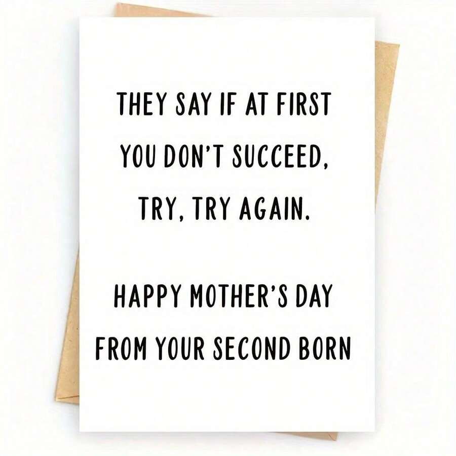 1张有趣的母亲节贺卡，中间有孩子图案，含信封 - A - 查看 1