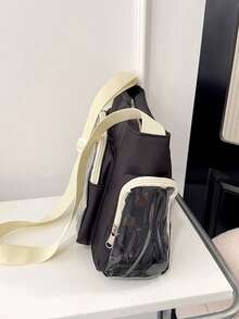 Japanese Style School Backpack, Versatile Minimalist Large Capacity Bag, Transparent Jelly Satchel Shoulder Crossbody Bag For Women - Black - View 7