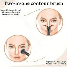 U-Shaped Dual-Ended Nose Contouring Makeup Brush, Suitable For Facial Shading And Highlighting, An Essential Cosmetic Tool - Stellar - View 7