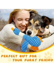 1pc Upgraded Indestructible Goose Dog Toy, Suitable For Aggressive Chewers, Small, Medium, Large Dogs, Squeaky Plush Dog, Puppy Teething Toy, Duck Puppy Toy, Upgraded Indestructible Goose Dog Toy, Suitable For Aggressive Chewers, Small, Medium, Large Dogs, Squeaky Plush Dog, Puppy Teething Toy, Duck Puppy Toy - Màu xanh lam - Xem 5