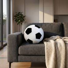 This Cute Mini Plush Football Is Soft And Fluffy, With A Black And White Patchwork Design. - Multicolor - View 11
