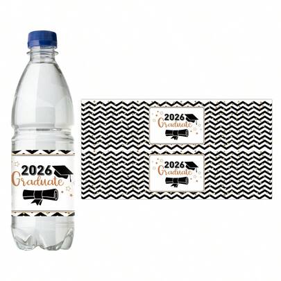 20 piezas/10 hojas Etiquetas para botellas de agua de graduación 2026, Pegatinas envolventes para botellas de agua de graduación, Etiquetas de botellas Congrats Grad para decoración de fiesta de graduación, Recuerdos