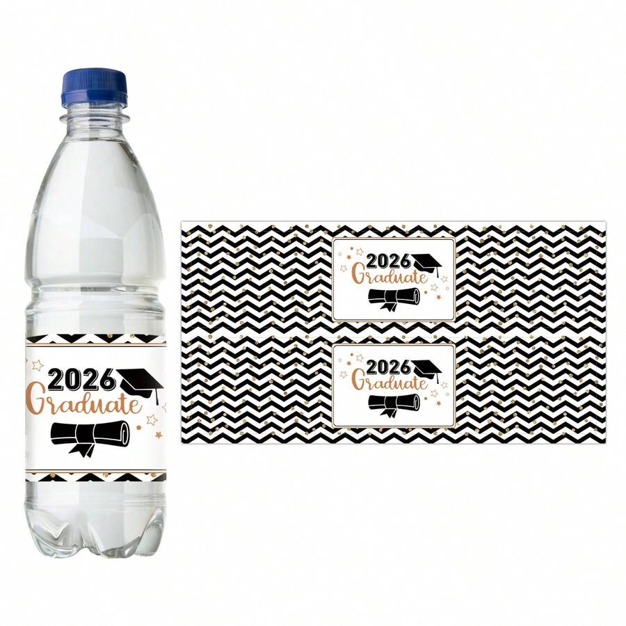 20pcs/10sheets 2026 Graduation Water Bottle Labels, Graduation Water Bottle Wrapper Stickers, Congrats Grad Bottle Labels For Graduation Party Decor, Party Favor - Multicolor - View 1
