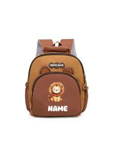 Personalized Mini Patchwork Animal Backpack, Custom Name Bear Dinosaur Giraffe Lion Bag, School And Travel Backpack With Chain Clasp Design - Black - View 22