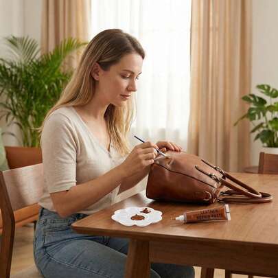 2支装皮革修复膏（12种颜色可选），附赠海绵调色工具 | 修复划痕、磨损和褪色 | 适用于家具、鞋子、包包、汽车皮革 | 家居及汽车DIY