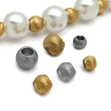 10颗纹理细小圆形散珠，不锈钢纹理条纹隔珠，球珠，适用于DIY手链、珠宝制作、工艺品制作，尺寸4/5/6毫米 - 彩色 - 查看 5